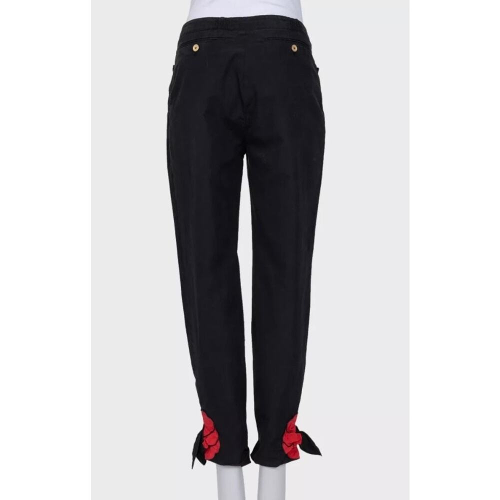 YSL Vintage Black Cotton-Silk Trousers Sz. 38 - Picture 3 of 5